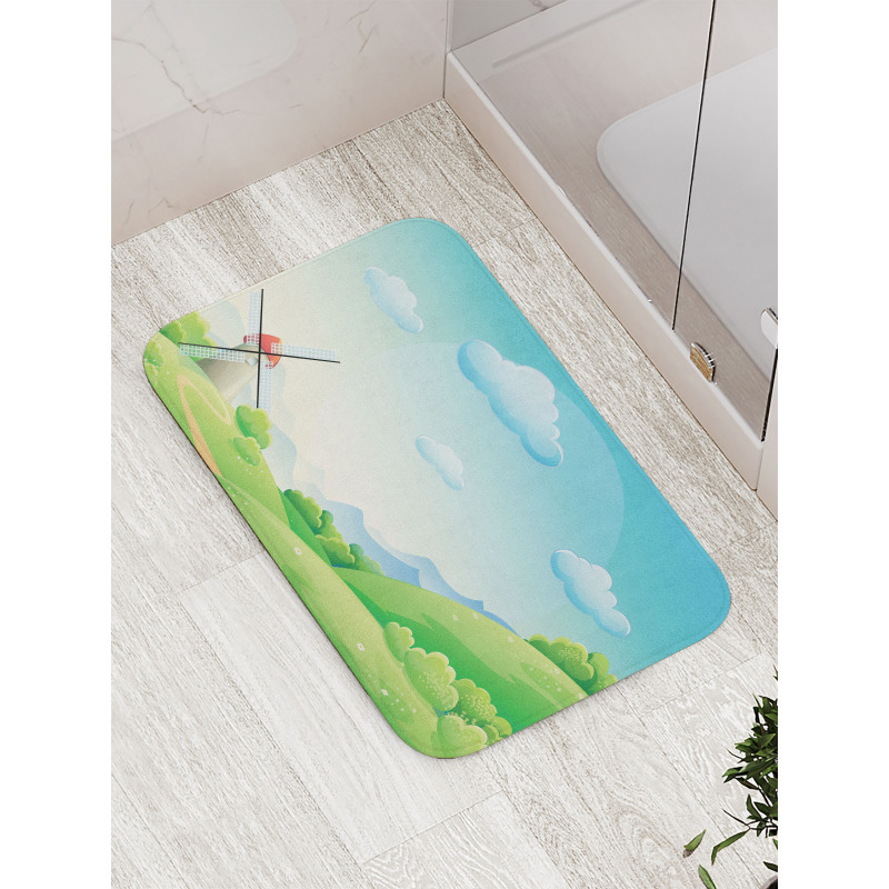 Cartoon Country Landscape Bath Mat