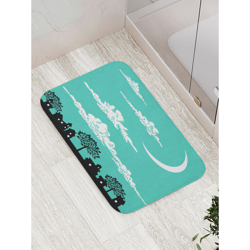 Buildings with Trees Bath Mat