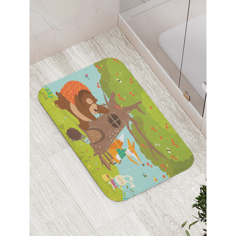 Animals Cherry Tree Bath Mat