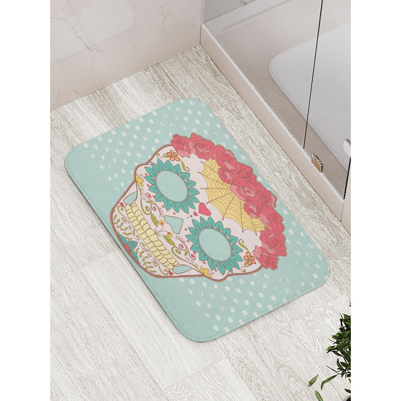 Floral Lady Skull Bath Mat