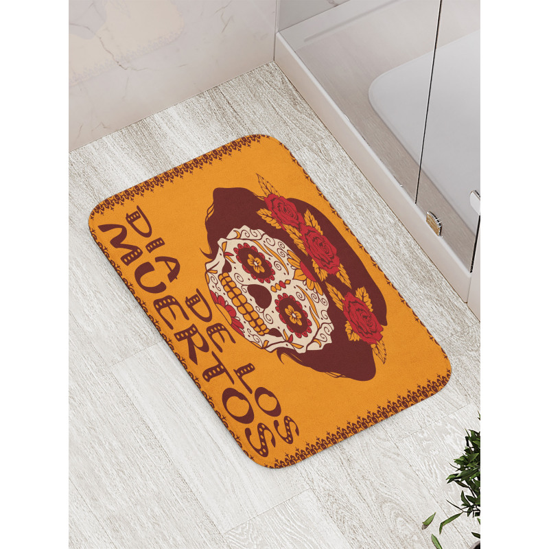 Mexican Skull Girl Bath Mat