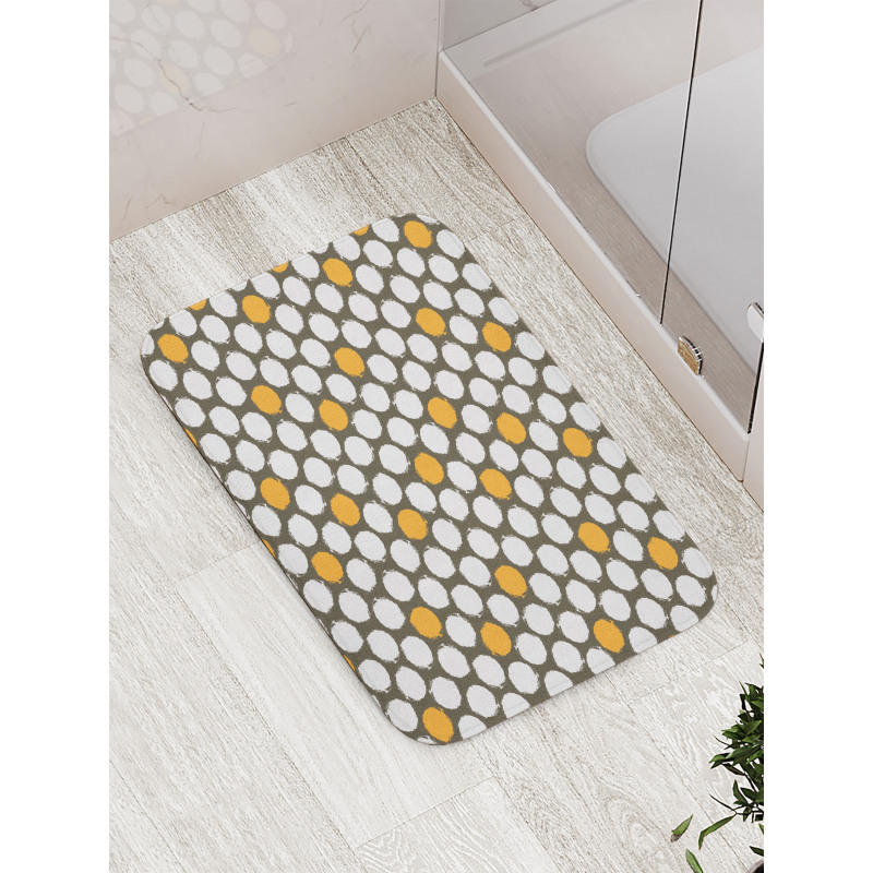 Bicolor Grunge Style Dots Bath Mat