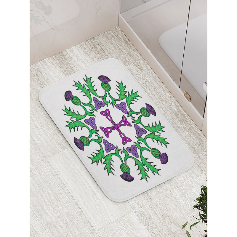 Abstract Thistle Wreath Bath Mat