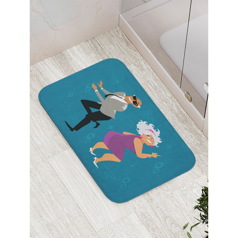 Old Couple Dancing Bath Mat