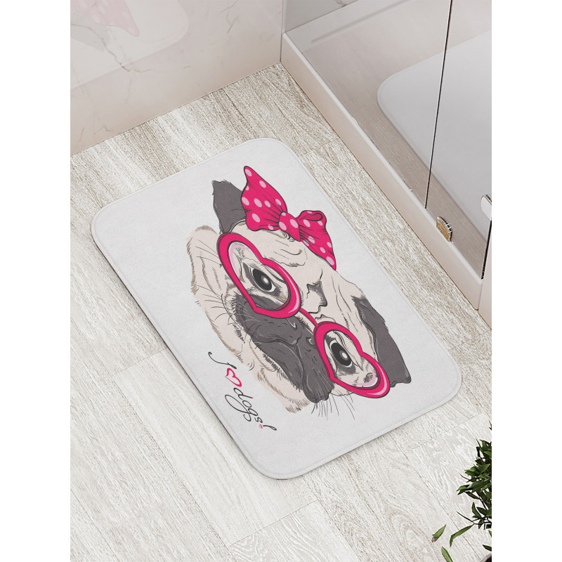 Cartoon Fashion Hipster Dog Bath Mat