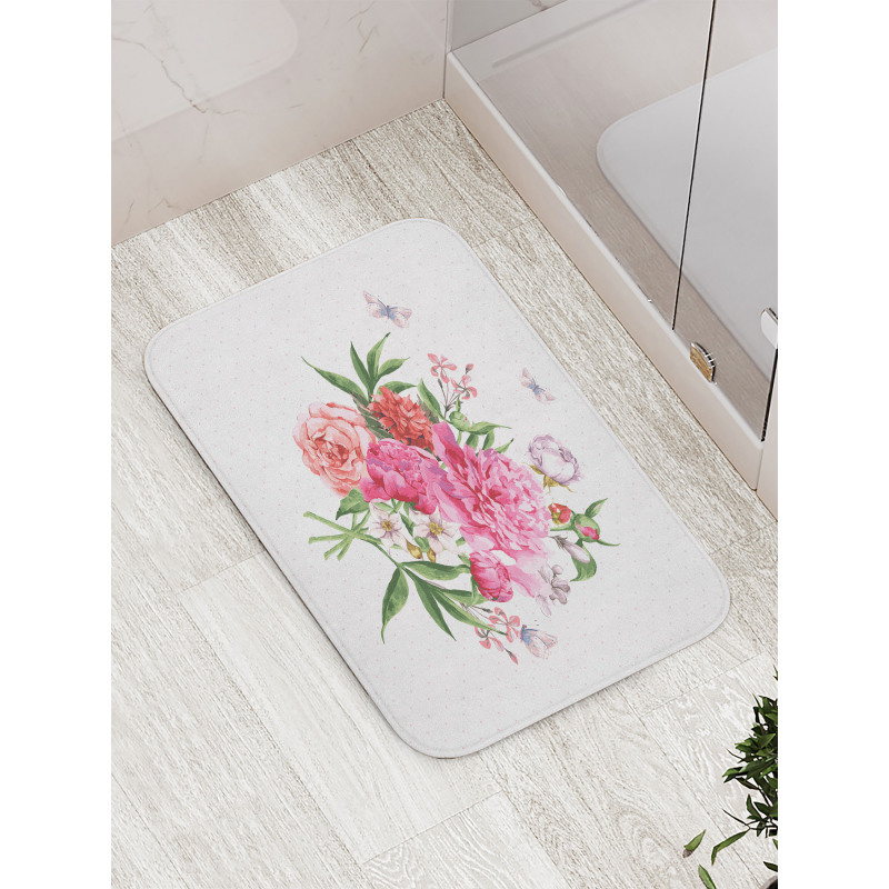 Vintage Bouquet of Flowers Bath Mat