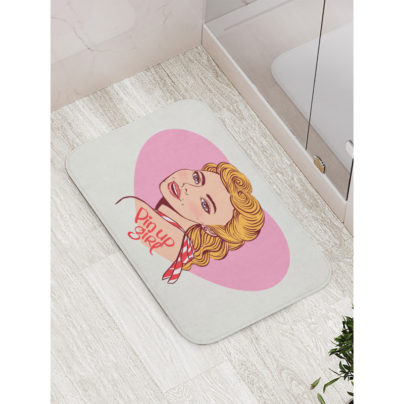 Smiling Blonde Girl Bath Mat