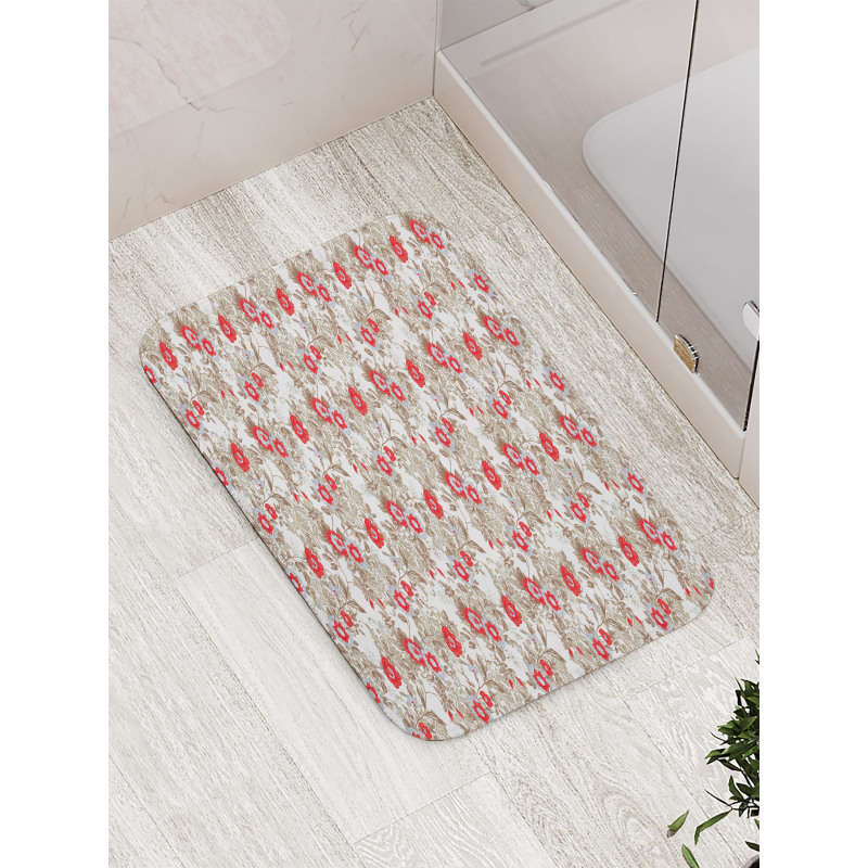 Vintage Floral Leaves Ornate Bath Mat