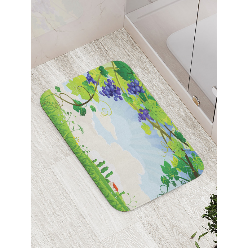 Rural Countryside Grapes Bath Mat