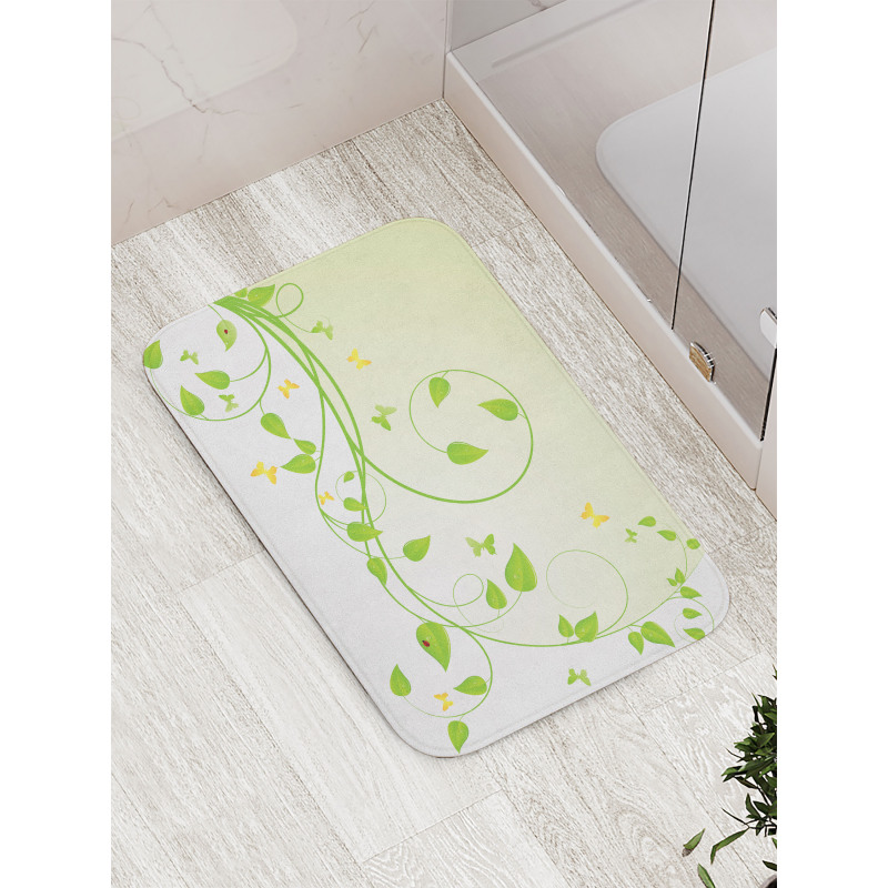 Flourishing Sapling Leaves Bath Mat