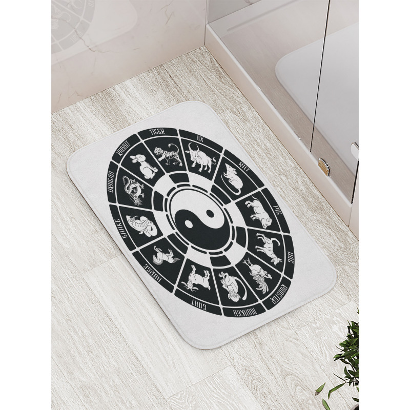 Chinese Horoscope Wheel Bath Mat