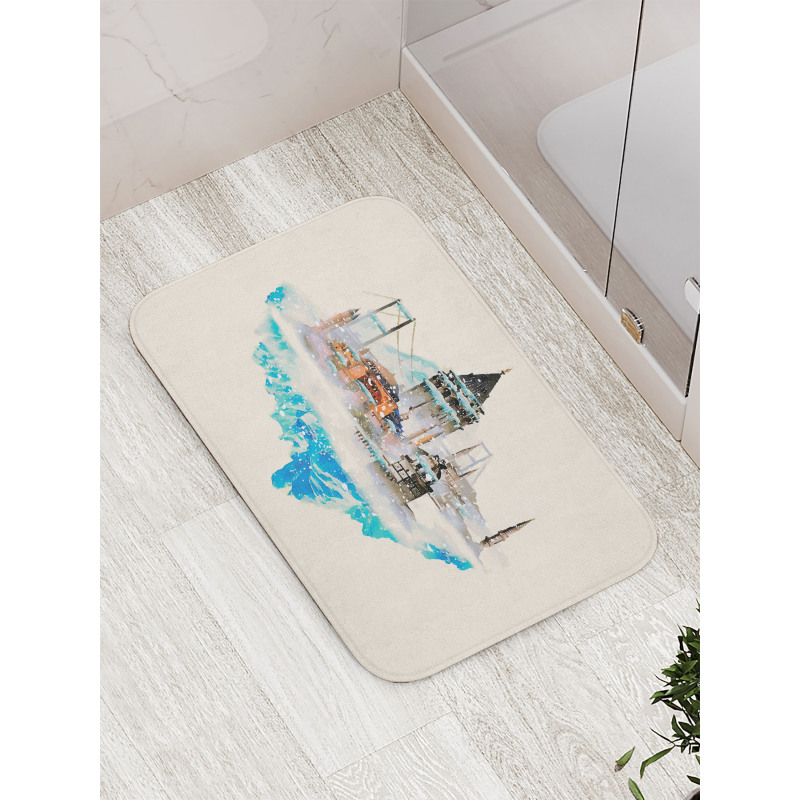 Watercolor Winter Art Bath Mat