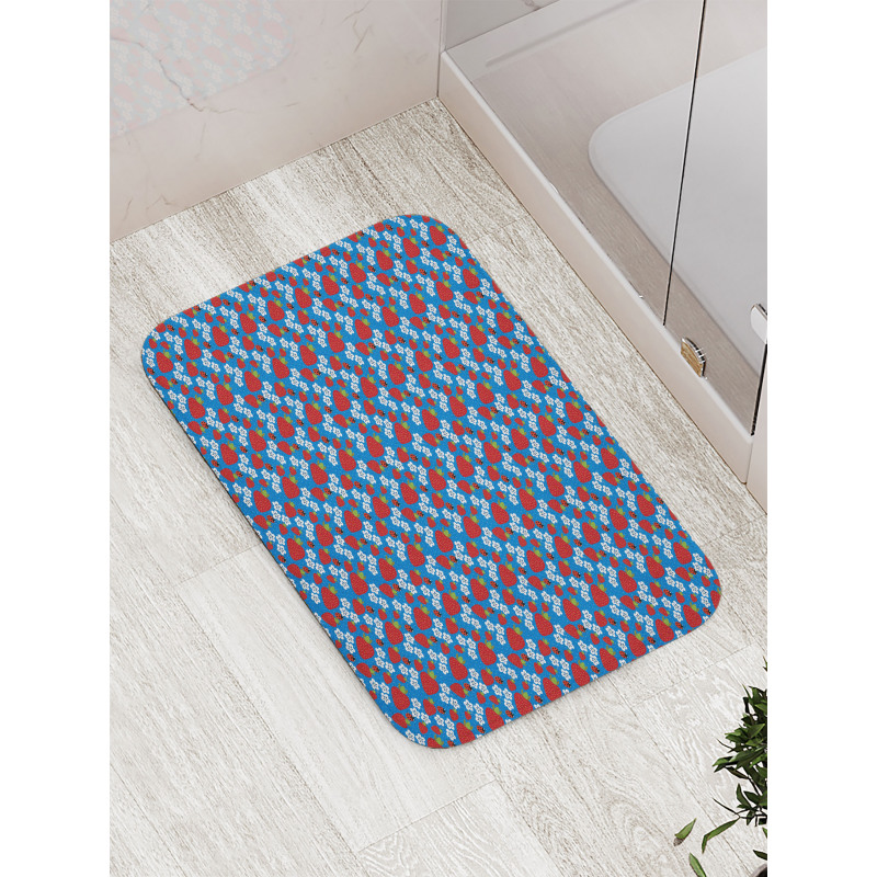 Strawberry and Flowers Bath Mat