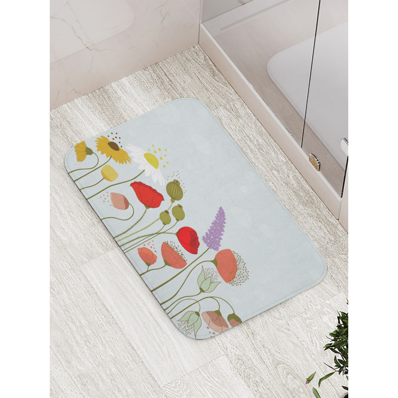 Daisy and Peony Pattern Bath Mat