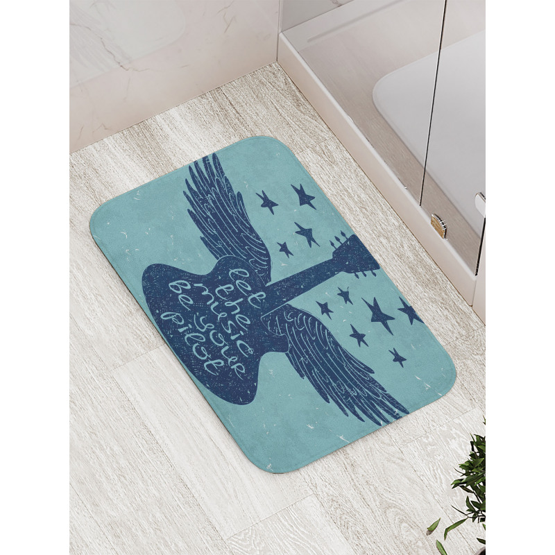 Guitar Wings Stars Words Bath Mat