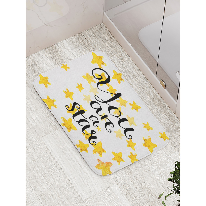 Watercolor Stars Modern Bath Mat