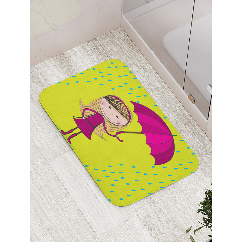 Little Girl Under Raindrop Bath Mat