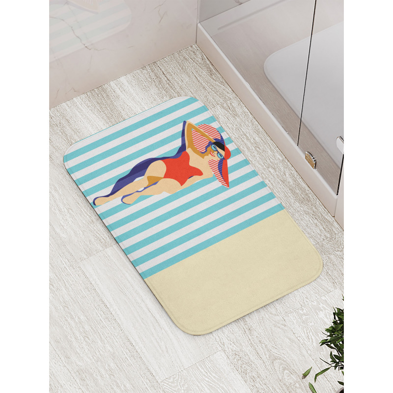 Sunbathing Beach Bath Mat