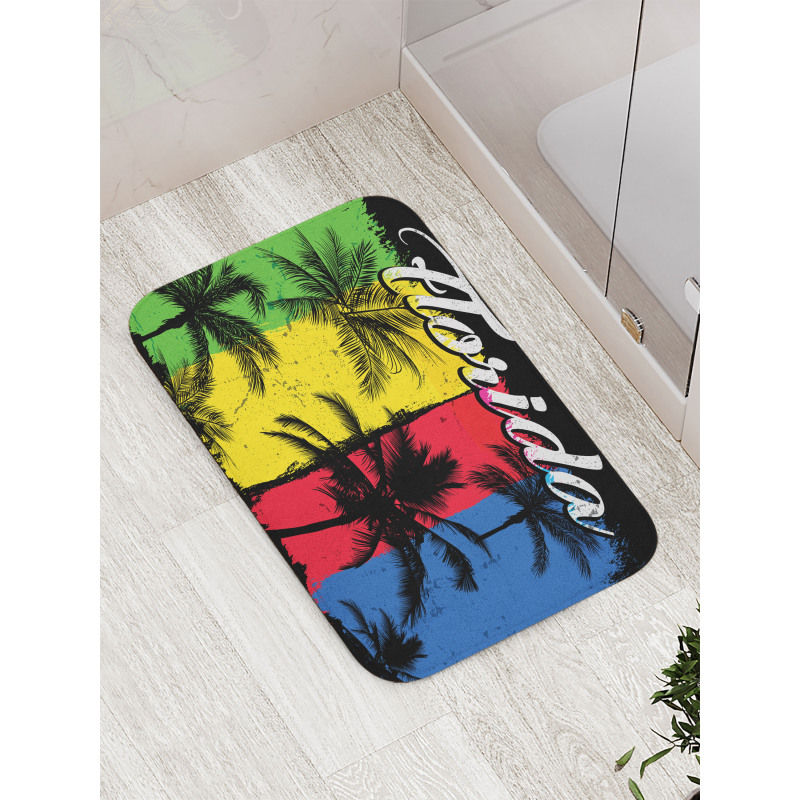 Grunge Palms Colorful Bath Mat