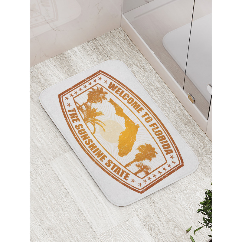 Orange Travel Stamp Bath Mat