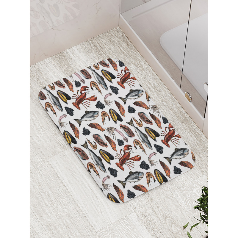 Vintage Seafood Concept Bath Mat