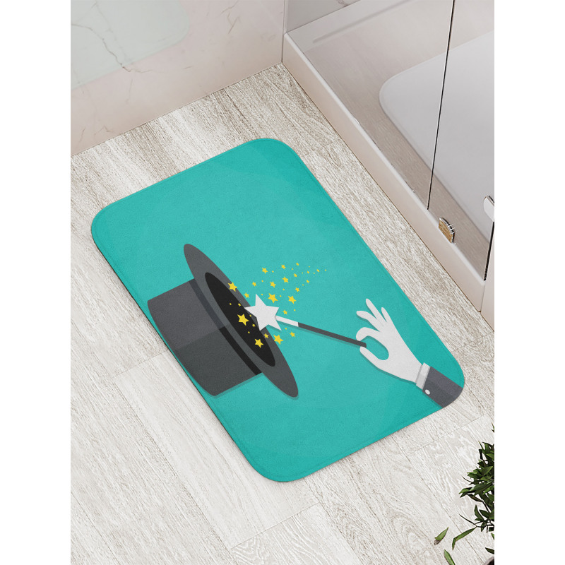 Magician Spell Black Hat Bath Mat