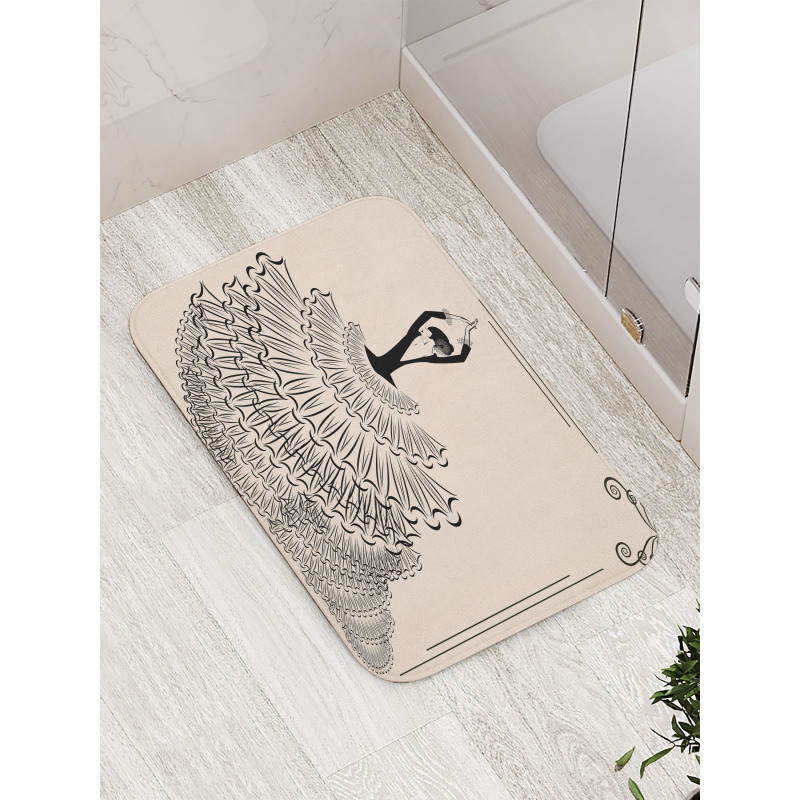 Back View Flamenco Lady Bath Mat