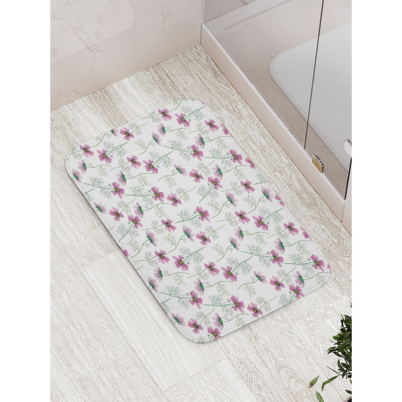 Cosmos Flowers in Pink Bath Mat