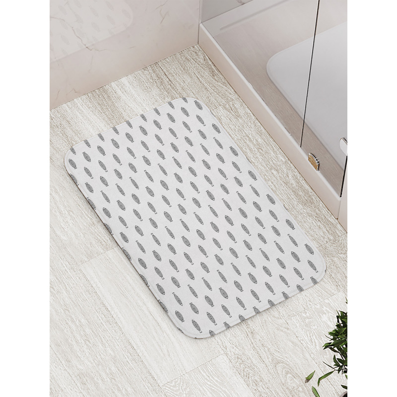 Fish Pattern with Lines Bath Mat