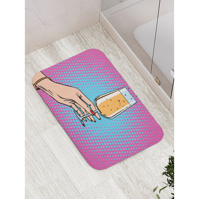 Pop Art Comic Champagne Bath Mat