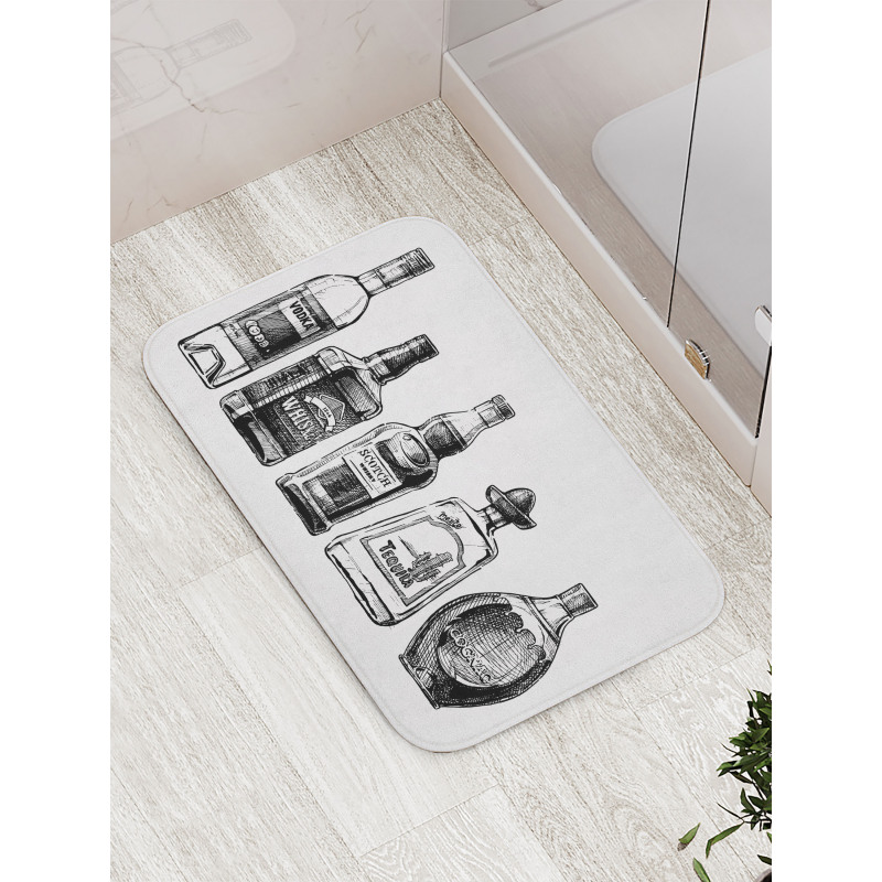 Ink Drawing Beverages Bath Mat