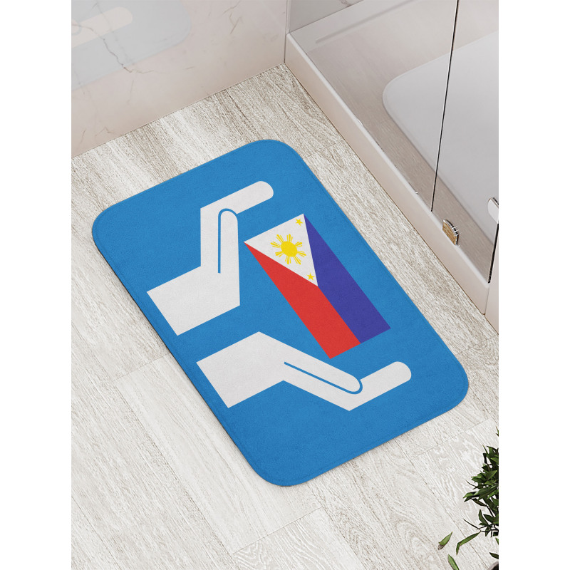 Hands Showing Flag Bath Mat