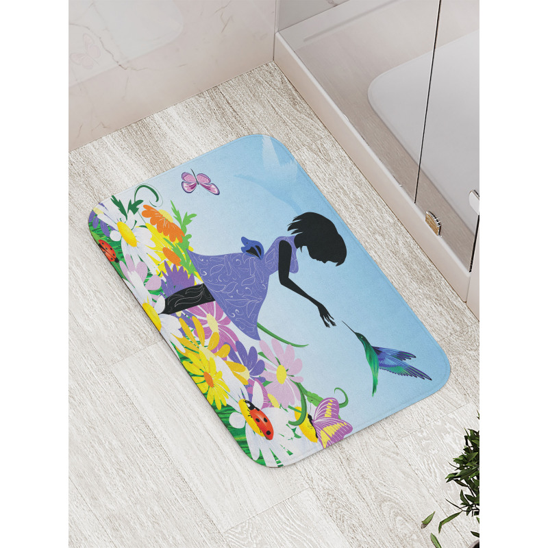 Lawn Blossomed Flowers Bath Mat