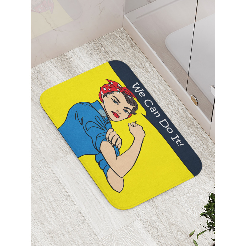 We Can Do It Woman Bath Mat