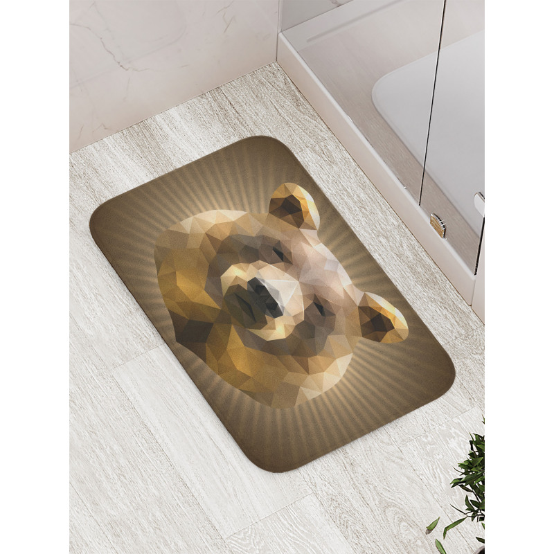 Geometric Grizzly Portrait Bath Mat