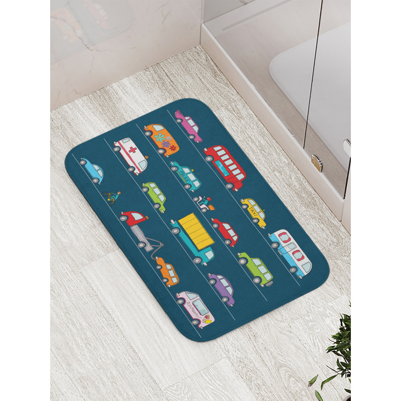 Trucks Van Bikes Bath Mat