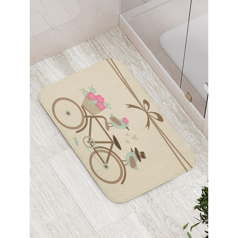 Romantic Bird Couple Bath Mat