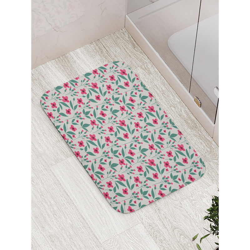 Shabby Iris Field Leaves Bath Mat