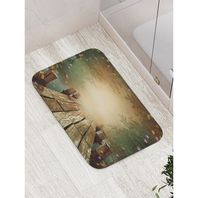 Lake and Blooming Flora Bath Mat