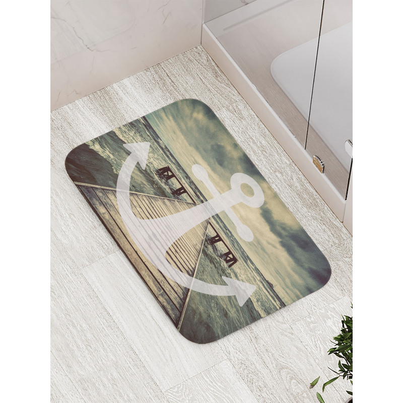 Anchor Ocean Waves Bath Mat