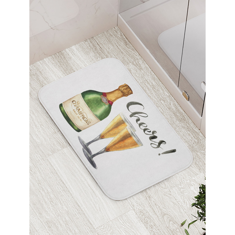 Watercolor Cheers Sketch Bath Mat