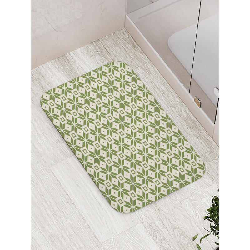 Square Tiles Tangled Lines Bath Mat