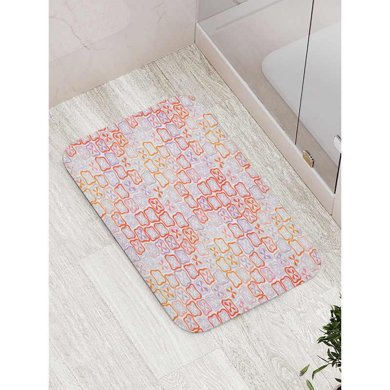 Four-Petal Abstract Flowers Bath Mat