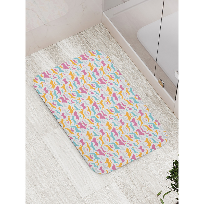 Silhouettes of Various Breeds Bath Mat