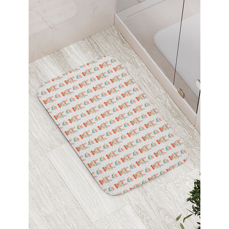 Baby Bunny Holding a Bouquet Bath Mat