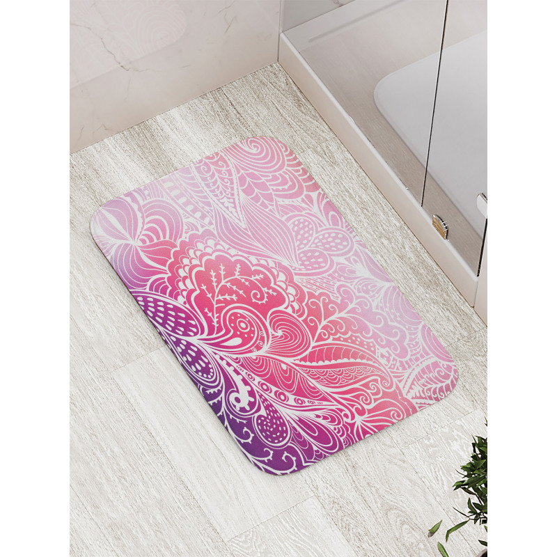 Boho Intricate Floral Design Bath Mat