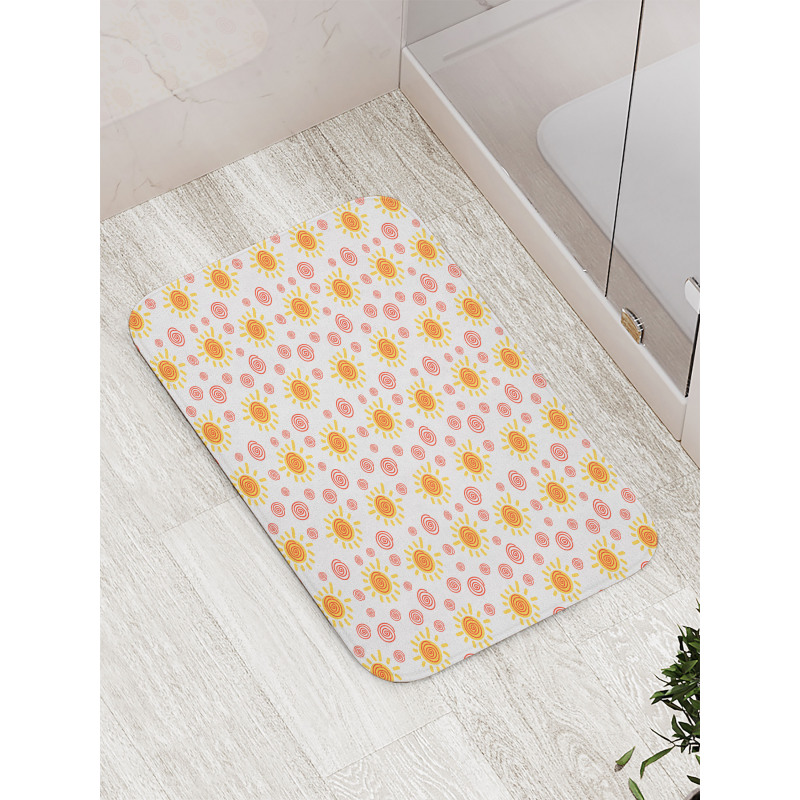 Hand-drawn Cartoon Sun Motifs Bath Mat