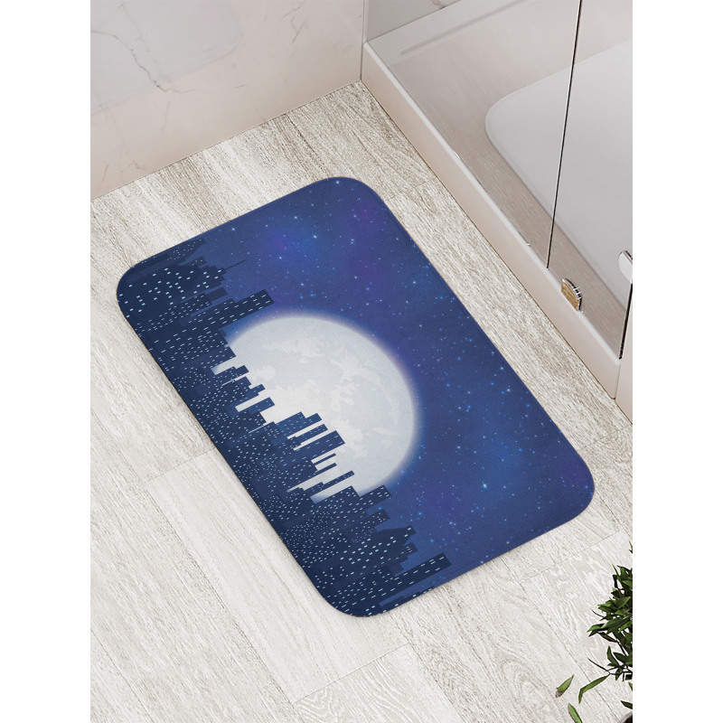 Moon Stars and City Bath Mat