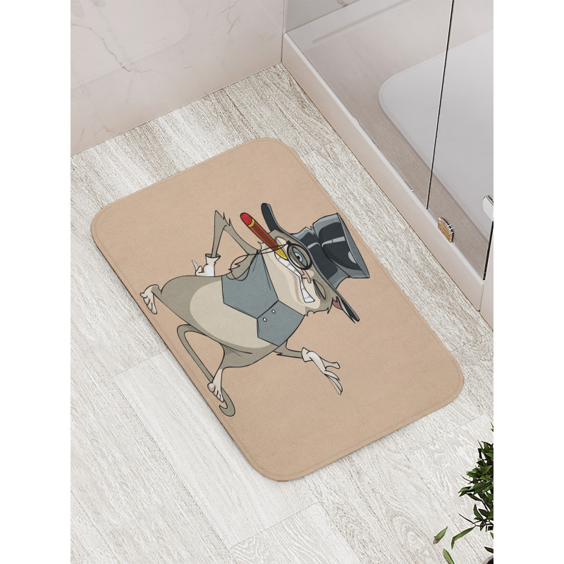 Funny Gentleman Cat Monocle Bath Mat