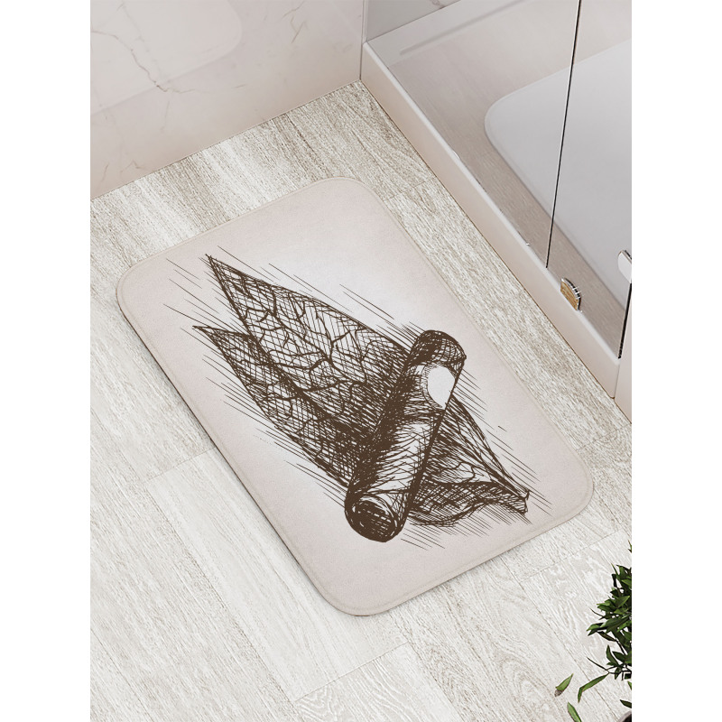 Tobacco Leaves Sketch Art Bath Mat